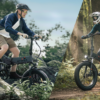 Dwa rowery elektryczne typu fatbike w terenie leśnym – porównanie modeli 