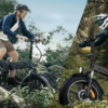 Dwa rowery elektryczne typu fatbike w terenie leśnym – porównanie modeli 
